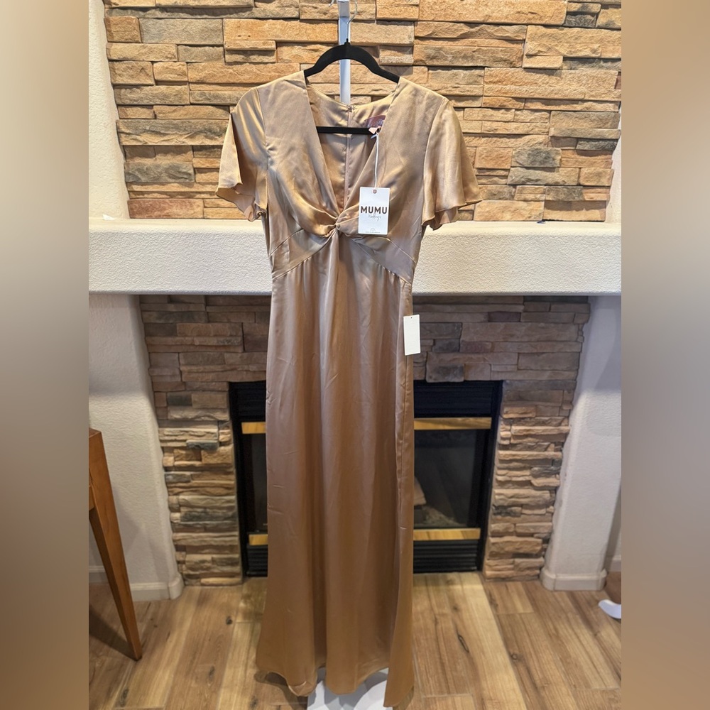 Show Me Your MuMu Elegant Tan Maxi Dress Size XS